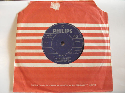 The Valentines – Juliette / Hoochie Coochie Billy 7" vinyl record, image 1 of 5