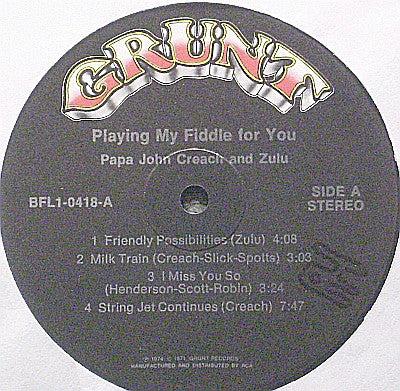 Papa John Creach, Zulu – Playing My Fiddle For You LP vinyl record, image 3 of 7