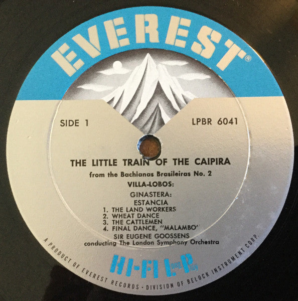 Heitor Villa-Lobos, Alberto Ginastera, Sir Eugene Goossens, London Symphony Orchestra – The Little Train Of The Caipira / Estancia - Panambi LP vinyl record, image 3 of 4