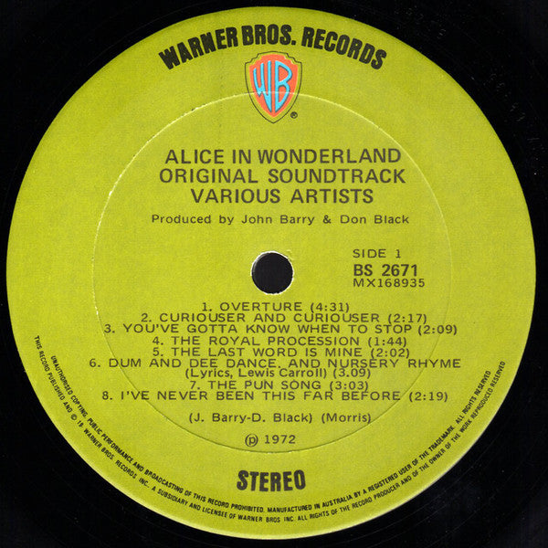 John Barry – Alice's Adventures In Wonderland LP vinyl record, image 4 of 5