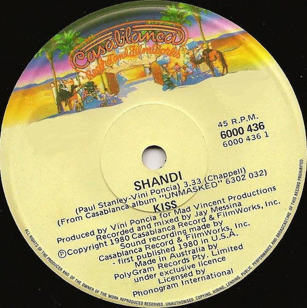 Kiss – Shandi 7" vinyl record, image 1 of 2