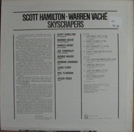 Scott Hamilton, Warren Vaché – Skyscrapers LP vinyl record, image 2 of 4