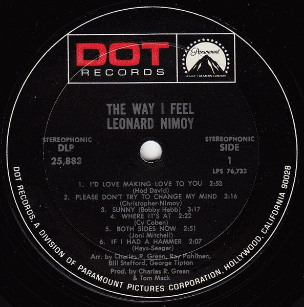 Leonard Nimoy – The Way I Feel LP vinyl record, image 3 of 6