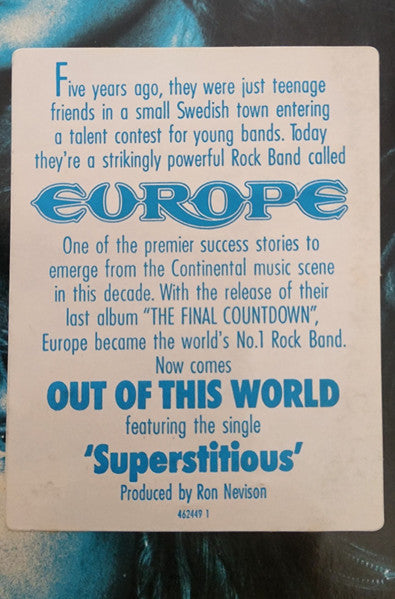 Europe – Out Of This World LP vinyl record, image 9 of 10