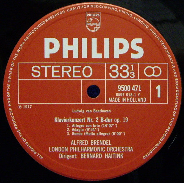 Ludwig van Beethoven, Alfred Brendel, London Philharmonic Orchestra, London Philharmonic Choir, Bernard Haitink – Klavierkonzert Nr. 2 & Chorfantasie Op. 80 LP vinyl record, image 3 of 4
