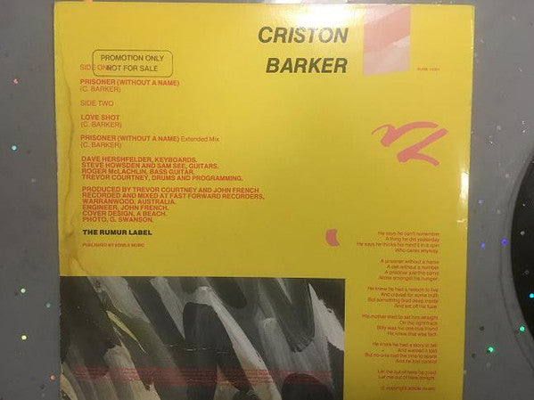 Criston Barker – Prisoner (Without A Name) 12" vinyl record, image 2 of 3
