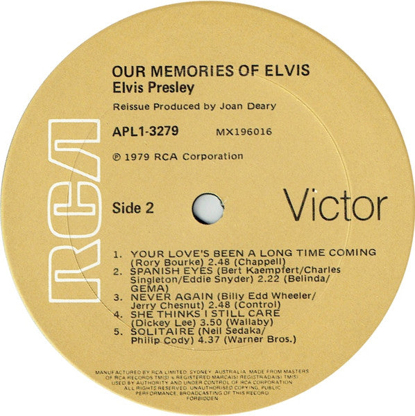 Elvis Presley – Our Memories Of Elvis LP vinyl record, image 4 of 4