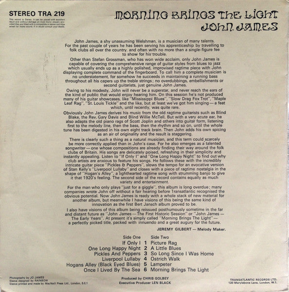 John James – Morning Brings The Light LP vinyl record, image 2 of 4