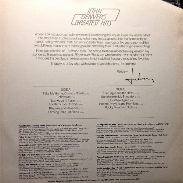 John Denver – John Denver's Greatest Hits LP vinyl record, image 6 of 8