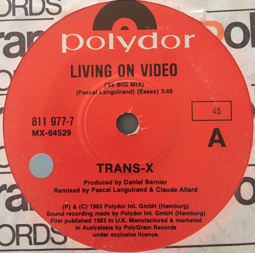 Trans-X – Living On Video 7" vinyl record, image 1 of 3