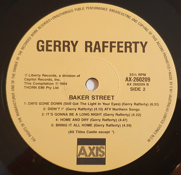 Gerry Rafferty – Baker Street LP vinyl record, image 4 of 4