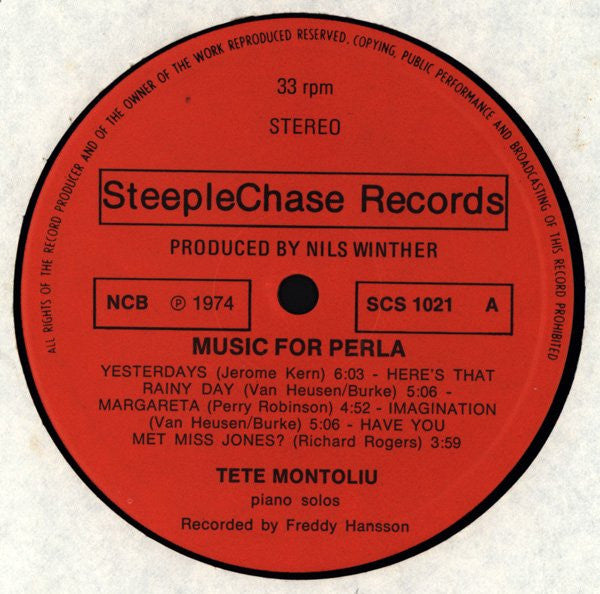 Tete Montoliu – Music For Perla LP vinyl record, image 3 of 4