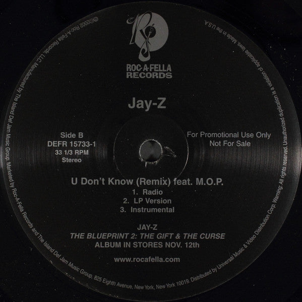 Jay-Z – Hovi Baby / U Don't Know (Remix) 12" vinyl record, image 2 of 4