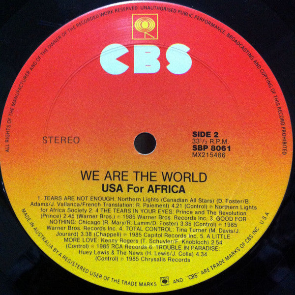 USA For Africa – We Are The World LP vinyl record, image 5 of 6