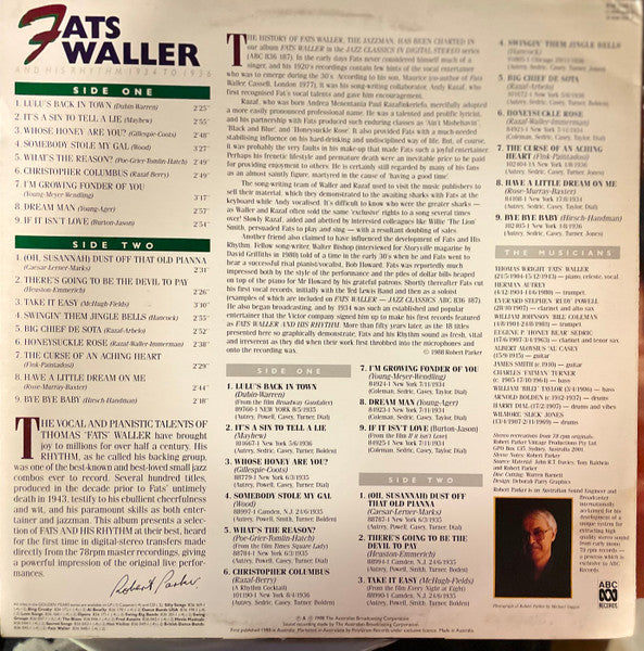 Fats Waller & His Rhythm – Fats Waller And His Rhythm 1934 To 1936 LP vinyl record, image 2 of 4