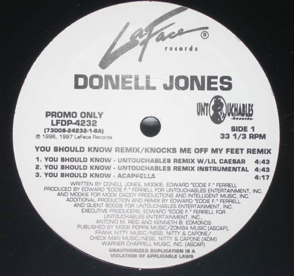 Donell Jones – You Should Know Remix / Knocks Me Off My Feet (Remix) 12" vinyl record