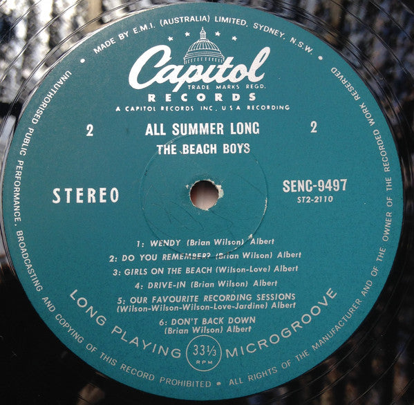 The Beach Boys – All Summer Long LP vinyl record, image 4 of 4