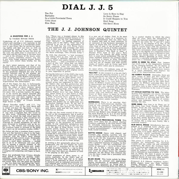 The J.J. Johnson Quintet – Dial J.J. 5 LP vinyl record, image 4 of 9