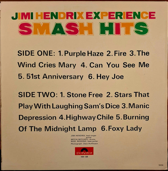 The Jimi Hendrix Experience – Smash Hits LP vinyl record, image 2 of 6