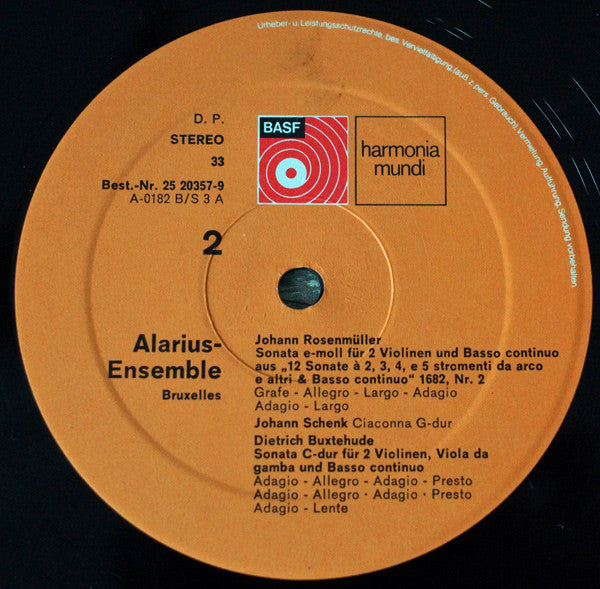 Heinrich Ignaz Franz Biber, Dieterich Buxtehude, Johann Rosemuller, Johannes Schenck, August Kühnel, Alarius-Ensemble – Musica Instrumentalis (Sonaten Des Hochbarock) LP vinyl record, image 5 of 5