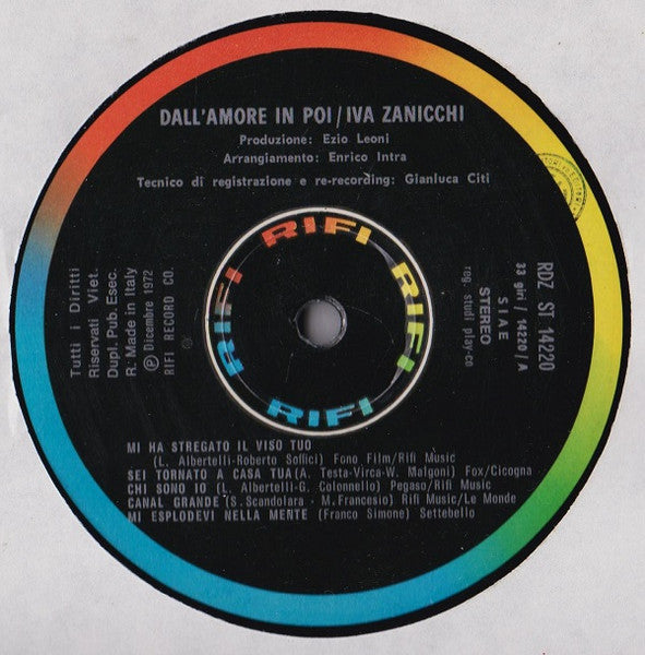 Iva Zanicchi – Dall'Amore In Poi LP vinyl record, image 4 of 5