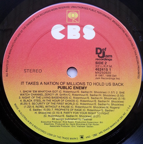 Public Enemy – It Takes A Nation Of Millions To Hold Us Back LP vinyl record, image 6 of 6