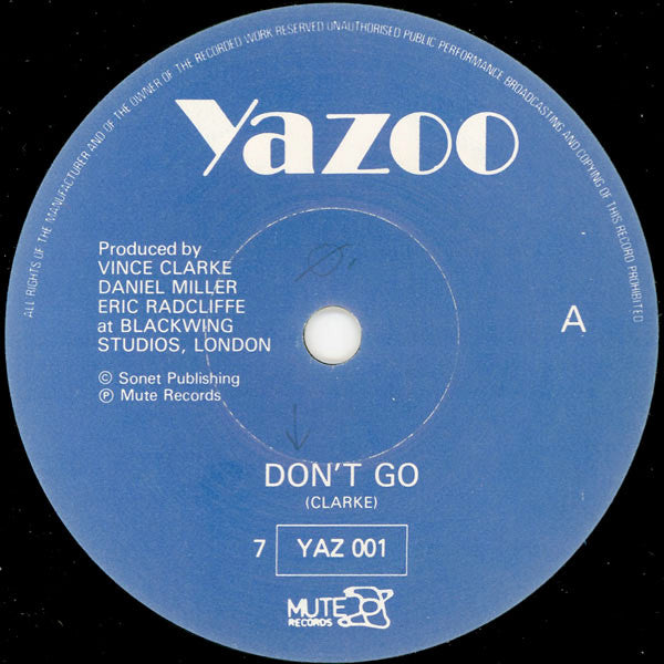 Yazoo – Don't Go 7" vinyl record, image 3 of 4