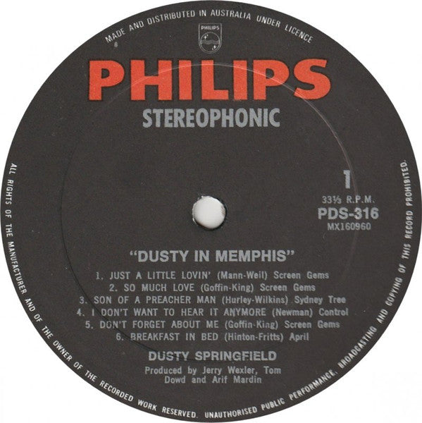 Dusty Springfield – Dusty In Memphis LP vinyl record, image 3 of 4