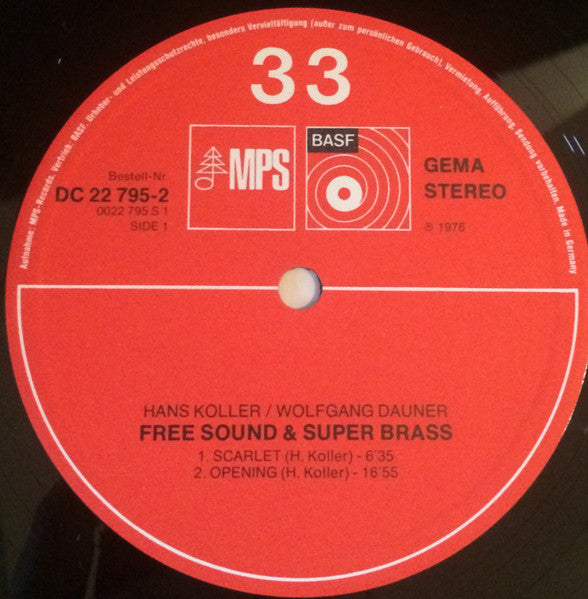 Hans Koller, Wolfgang Dauner – Free Sound & Super Brass LP vinyl record, image 3 of 5
