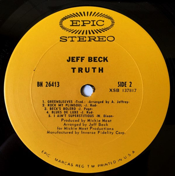 Jeff Beck – Truth LP vinyl record, image 4 of 4