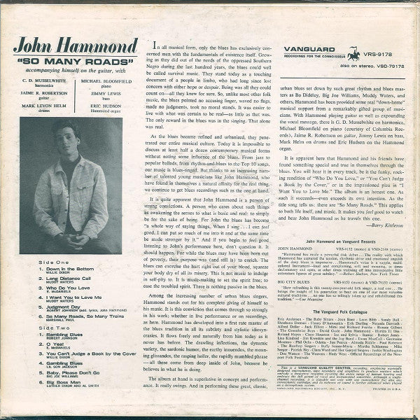 John Paul Hammond – So Many Roads LP vinyl record, image 2 of 4