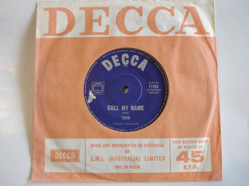 Them – Call My Name 7" vinyl record