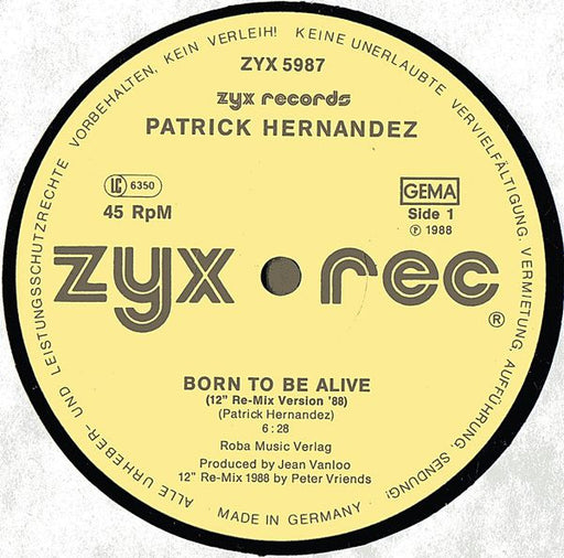 Patrick Hernandez – Born To Be Alive (Remix '88) 12" vinyl record, image 1 of 2