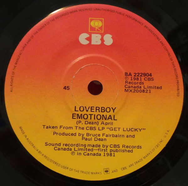 Loverboy – Working For The Weekend 7" vinyl record, image 2 of 2