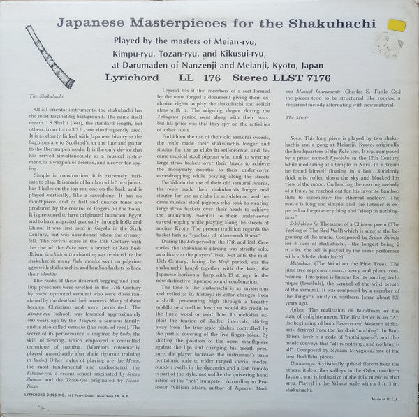 Masters Of Meian-Ryu, Kimpu-Ryu, Tozan-Ryu And Kikusi-Ryu – Japanese Masterpieces For The Shakuhachi LP vinyl record, image 2 of 4