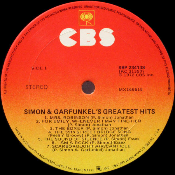Simon & Garfunkel – Simon And Garfunkel's Greatest Hits LP vinyl record, image 3 of 4
