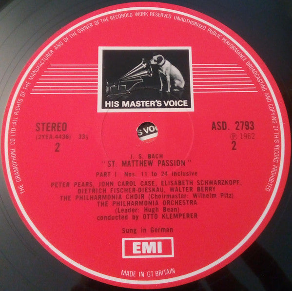 Johann Sebastian Bach, Philharmonia Orchestra, Philharmonia Chorus, Otto Klemperer – St Matthew Passion LP vinyl record, image 5 of 10