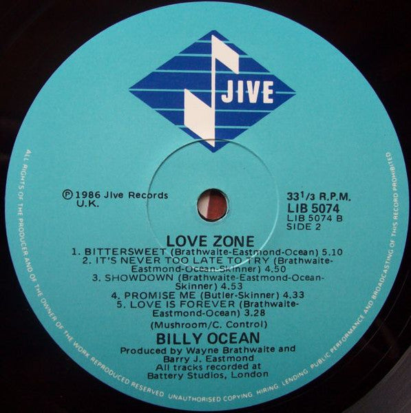 Billy Ocean – Love Zone LP vinyl record, image 4 of 5