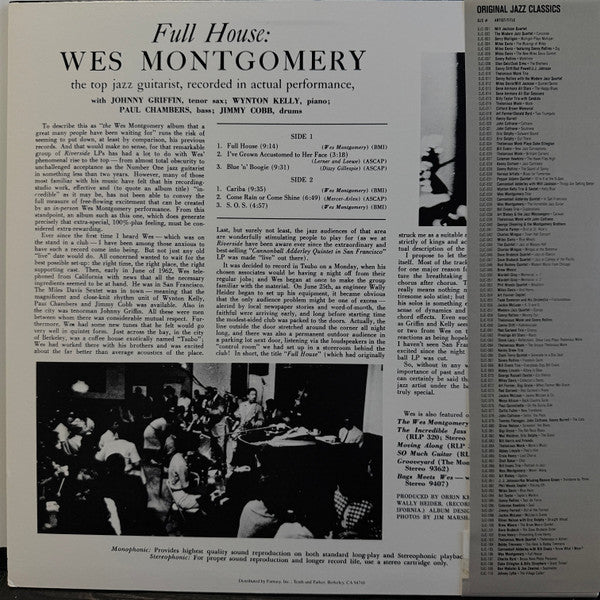 Wes Montgomery – Full House LP vinyl record, image 2 of 6