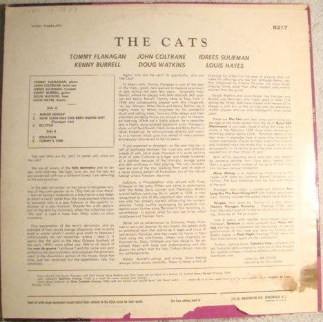 Tommy Flanagan, John Coltrane, Kenny Burrell, Idrees Sulieman – The Cats LP vinyl record, image 2 of 3