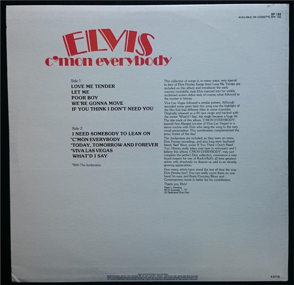 Elvis Presley – C'mon Everybody LP vinyl record, image 2 of 2