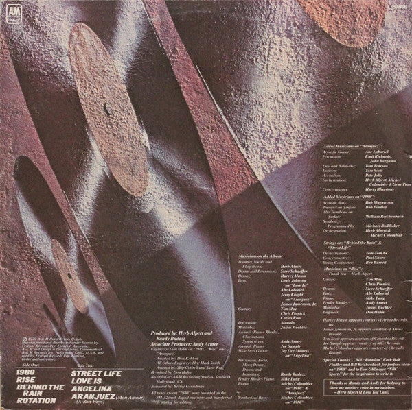 Herb Alpert – Rise LP vinyl record, image 2 of 5