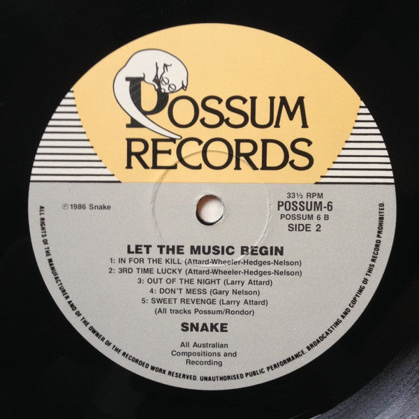 Snake – Let The Music Begin LP vinyl record, image 4 of 4