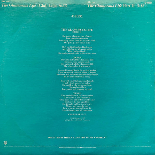 Sheila E. – The Glamorous Life 12" vinyl record, image 2 of 4