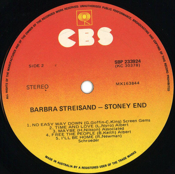 Barbra Streisand – Stoney End LP vinyl record, image 4 of 4