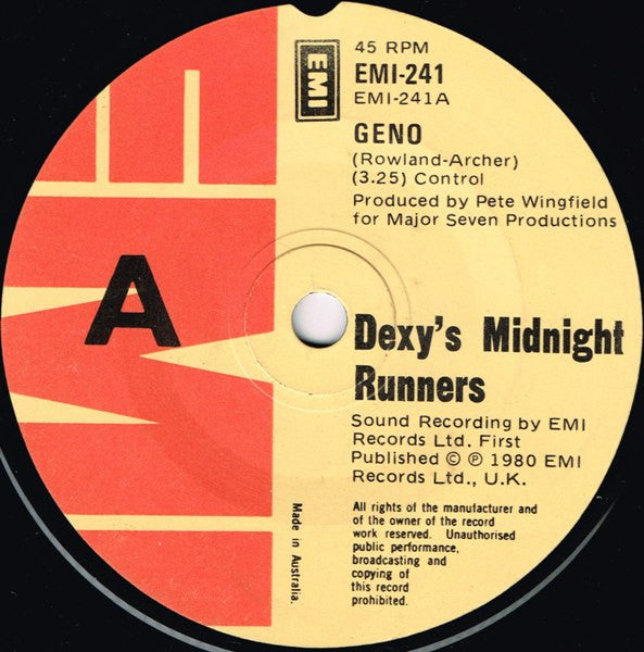 Dexys Midnight Runners – Geno 7" vinyl record, image 1 of 4