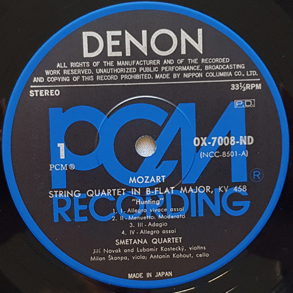 Wolfgang Amadeus Mozart, Smetana Quartet – The Haydn Quartets The Haydn Quartets No. 17 In B-Flat Major, "Hunt", Kv458 No. 15 In D Minor, Kv421 LP vinyl record, image 2 of 3