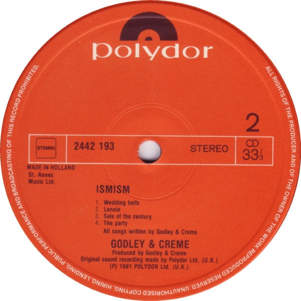 Godley & Creme – Ismism LP vinyl record, image 4 of 6