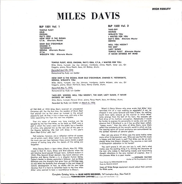 Miles Davis – Volume 2 LP vinyl record, image 4 of 6