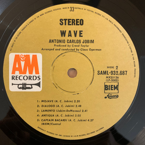 Antonio Carlos Jobim – Wave LP vinyl record, image 4 of 4